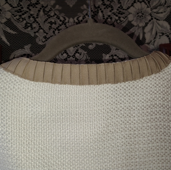 Mark Zunino white beige crop jacket pleated ribbon edges knit tweed bell sleeves - Picture 7 of 7